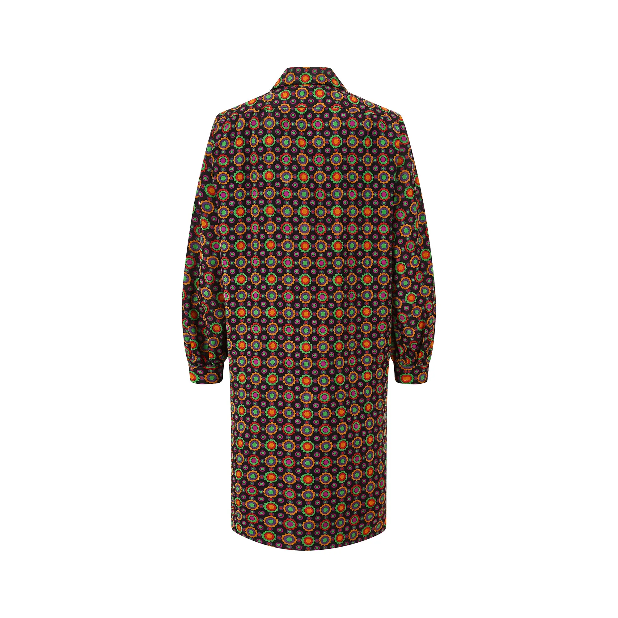 1990 Yves Saint Laurent Colourful Abstract Print Shirtwaister Dress