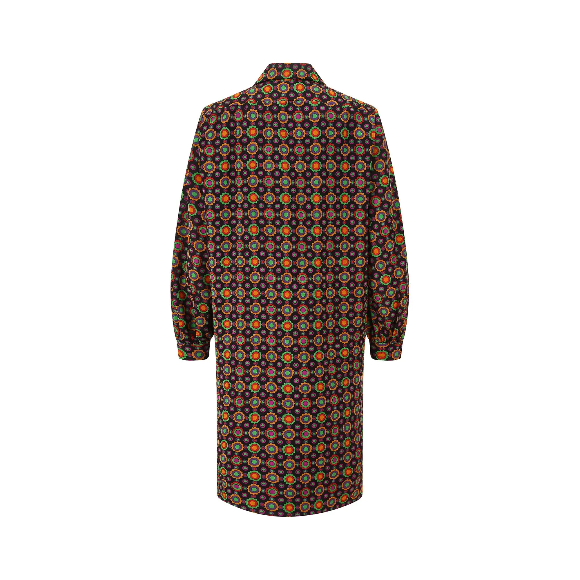 1990 Yves Saint Laurent Colourful Abstract Print Shirtwaister Dress