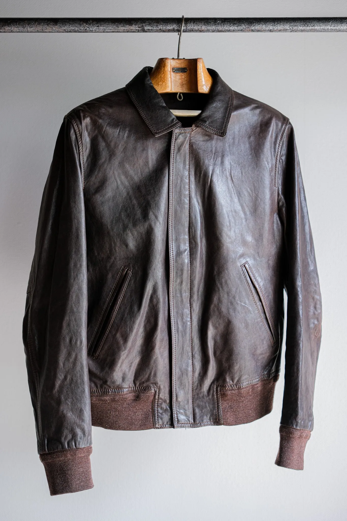 【~2010's】Old PRADA LINEA ROSSA Brown Leather Blouson Size.48 "PRADA SPORT"