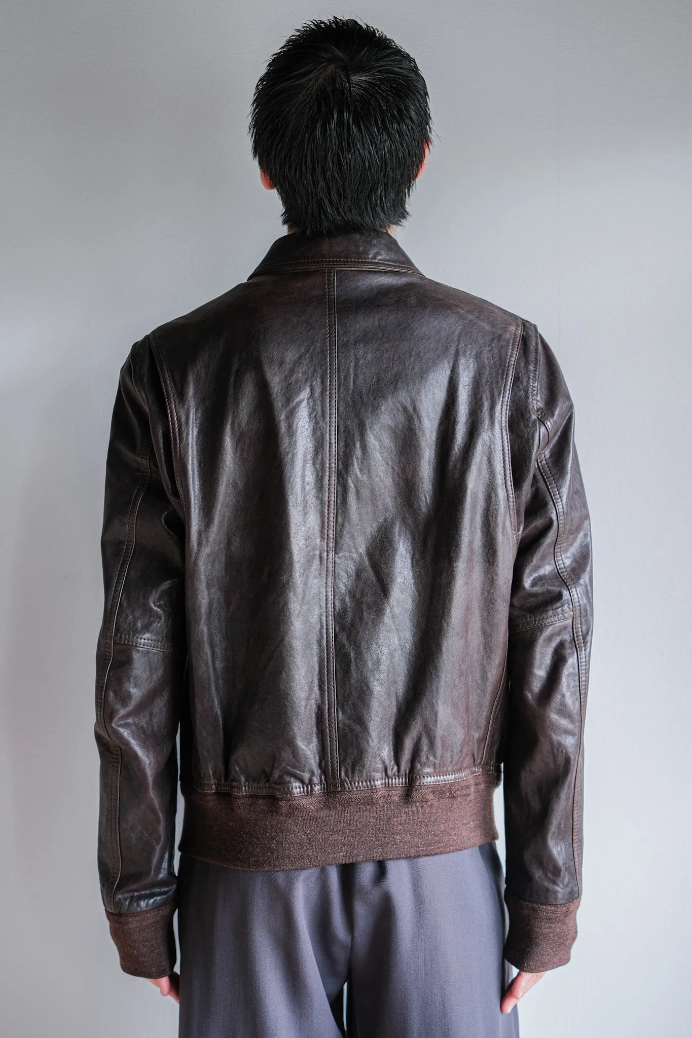 【~2010's】Old PRADA LINEA ROSSA Brown Leather Blouson Size.48 "PRADA SPORT"