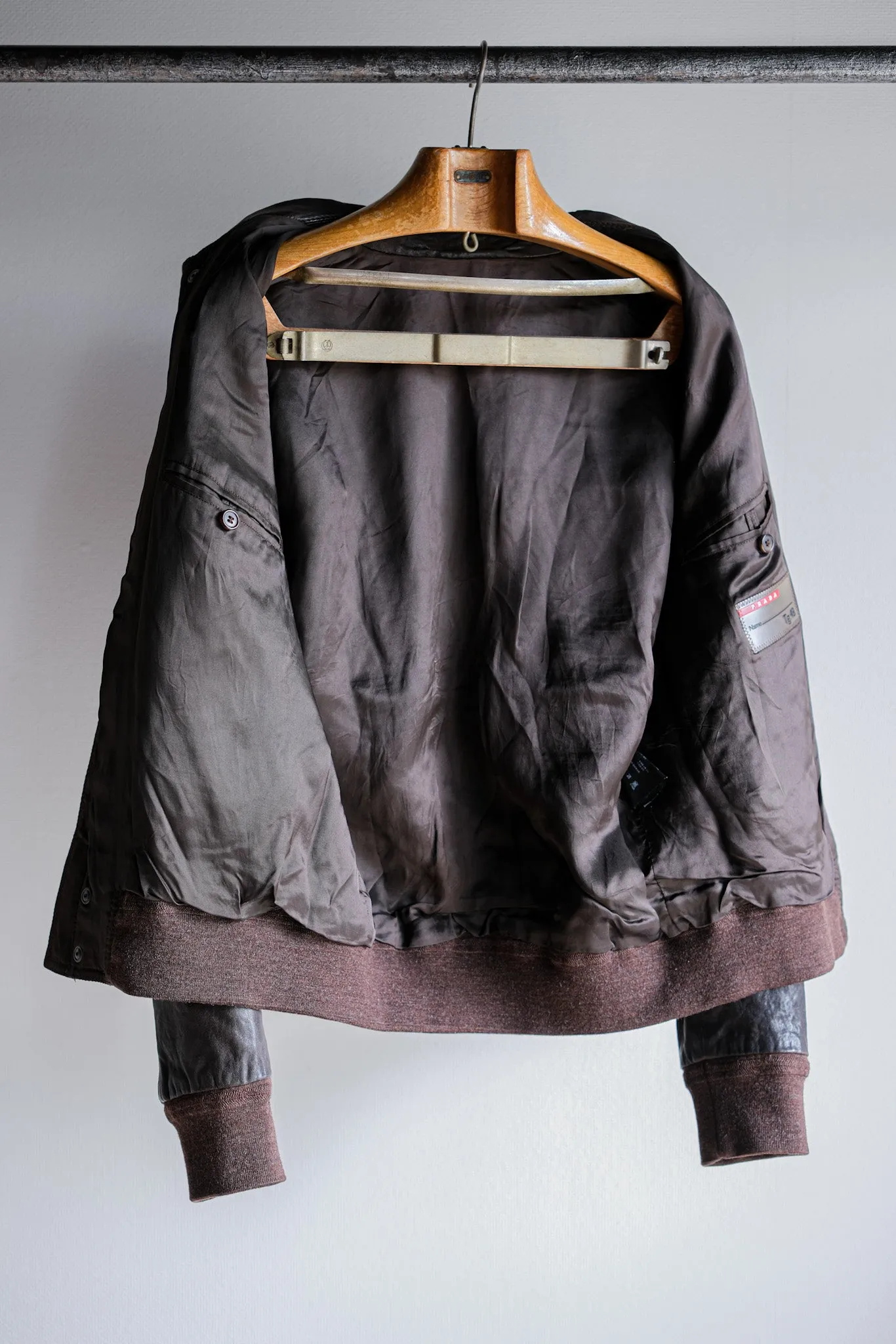 【~2010's】Old PRADA LINEA ROSSA Brown Leather Blouson Size.48 "PRADA SPORT"