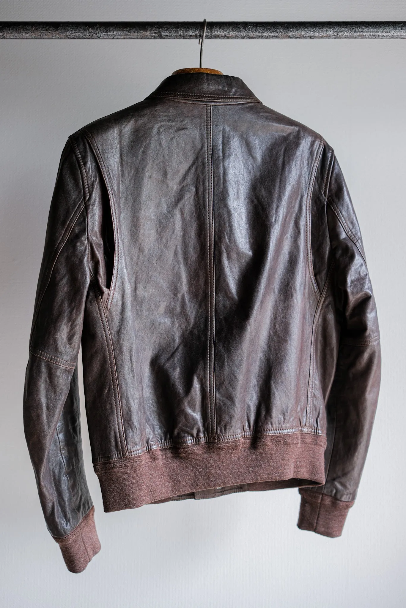 【~2010's】Old PRADA LINEA ROSSA Brown Leather Blouson Size.48 "PRADA SPORT"