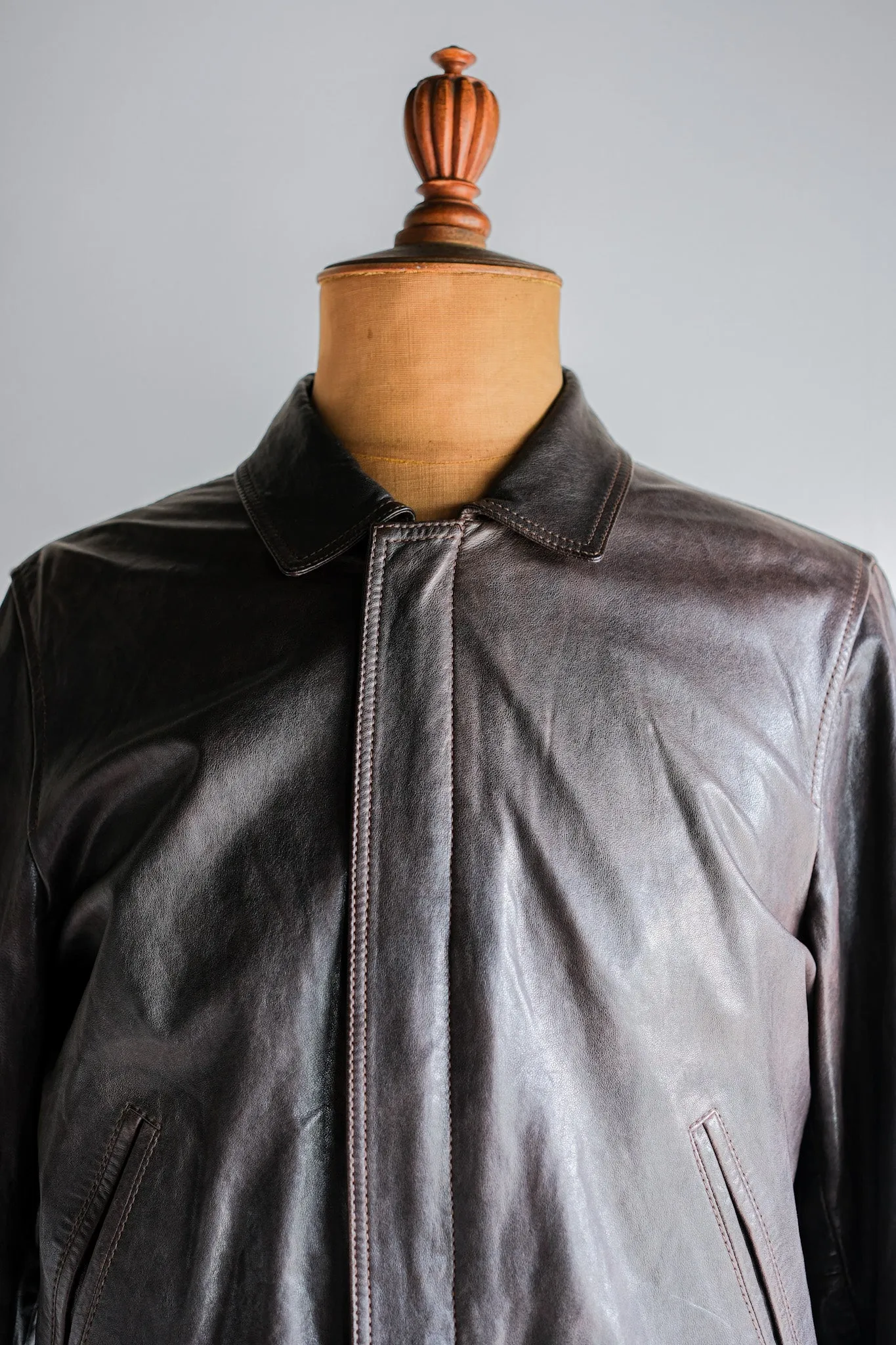 【~2010's】Old PRADA LINEA ROSSA Brown Leather Blouson Size.48 "PRADA SPORT"