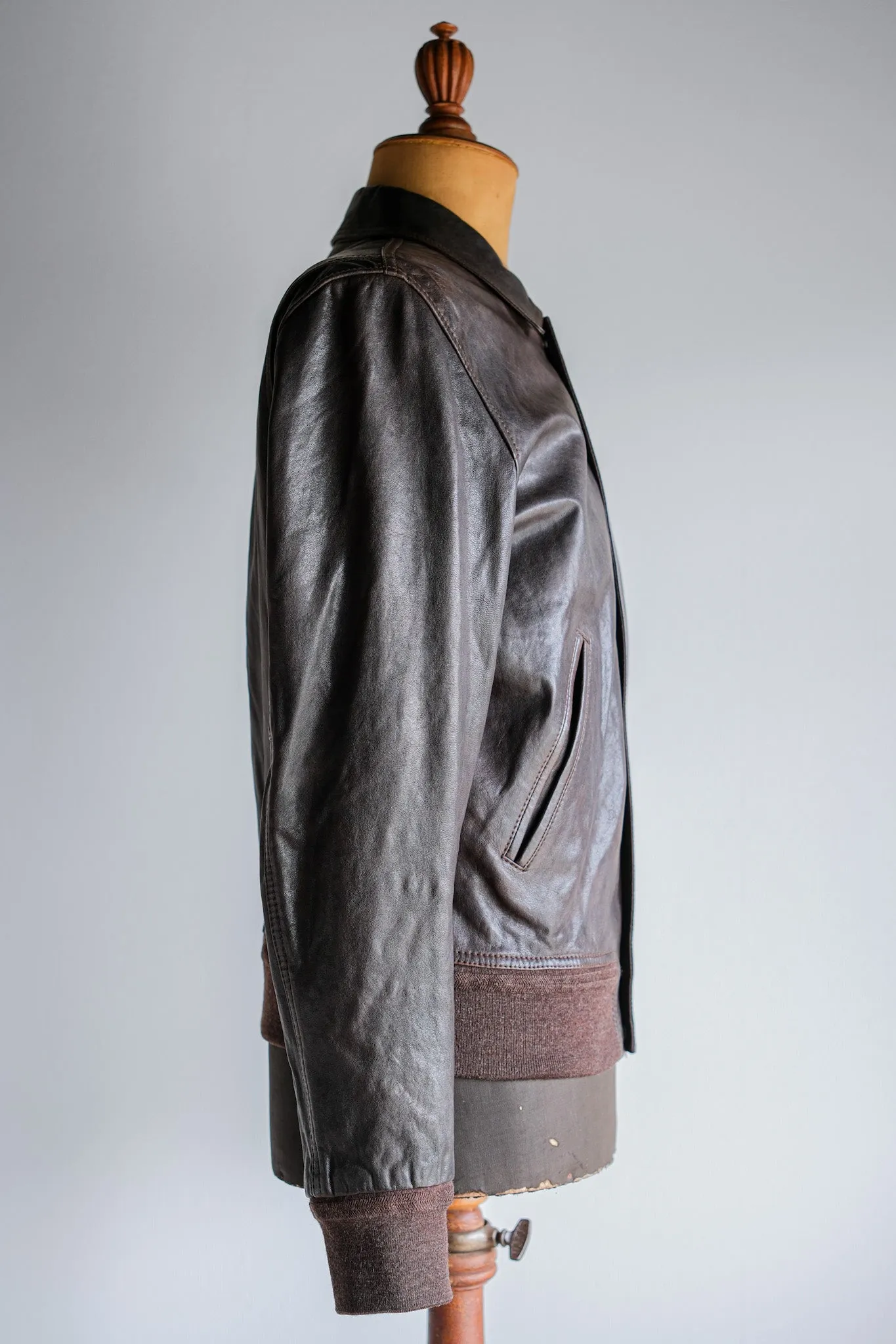 【~2010's】Old PRADA LINEA ROSSA Brown Leather Blouson Size.48 "PRADA SPORT"
