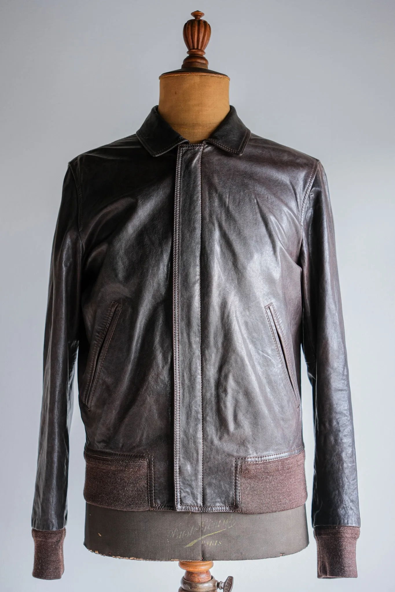 【~2010's】Old PRADA LINEA ROSSA Brown Leather Blouson Size.48 "PRADA SPORT"
