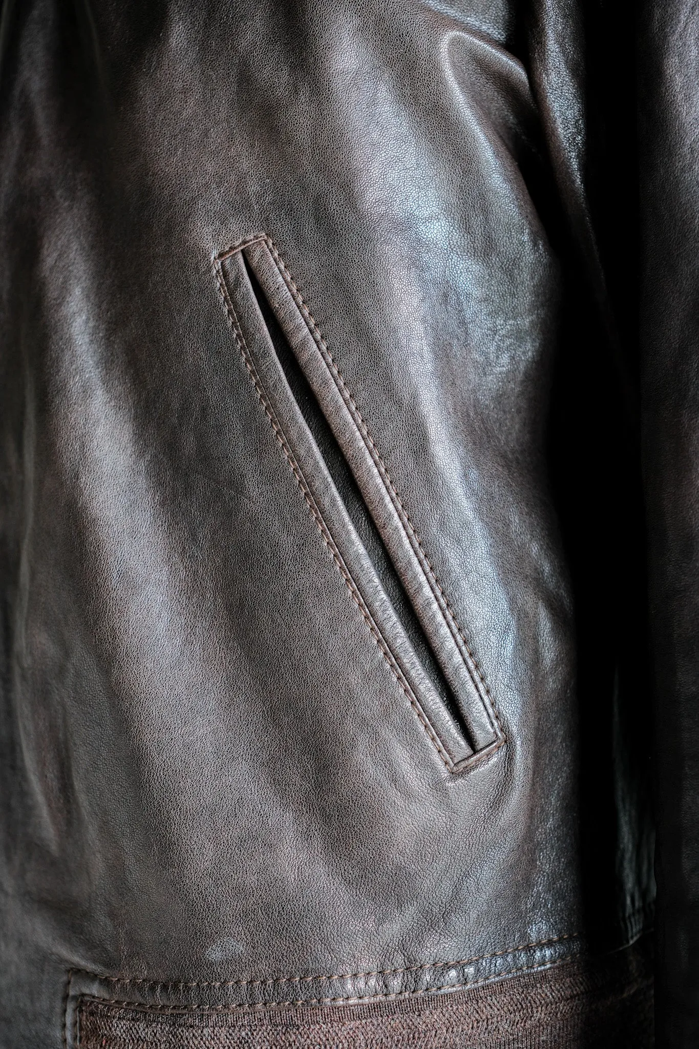 【~2010's】Old PRADA LINEA ROSSA Brown Leather Blouson Size.48 "PRADA SPORT"