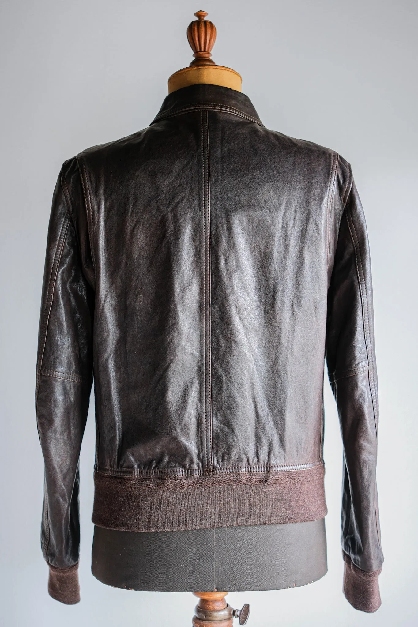 【~2010's】Old PRADA LINEA ROSSA Brown Leather Blouson Size.48 "PRADA SPORT"