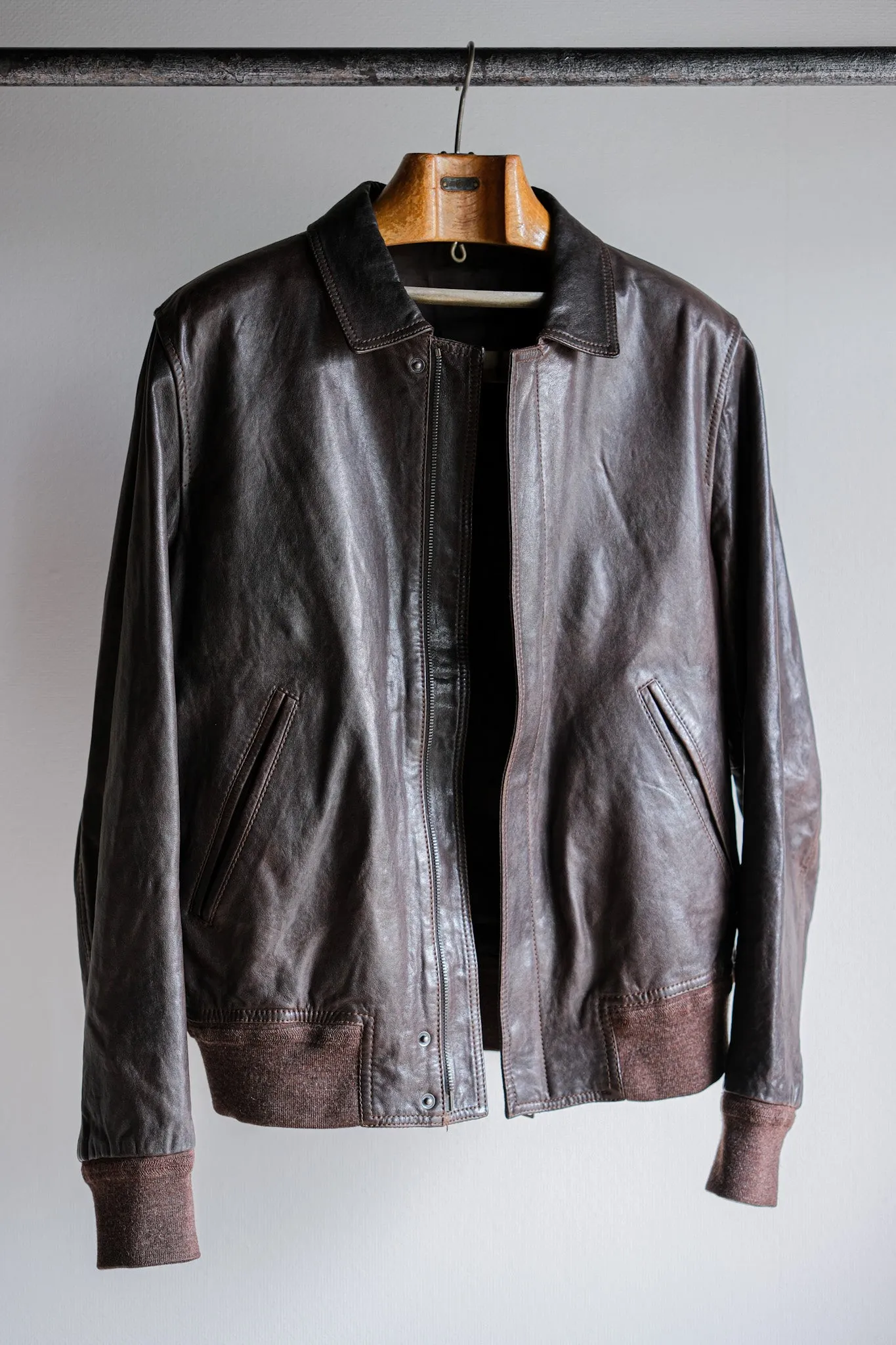【~2010's】Old PRADA LINEA ROSSA Brown Leather Blouson Size.48 "PRADA SPORT"