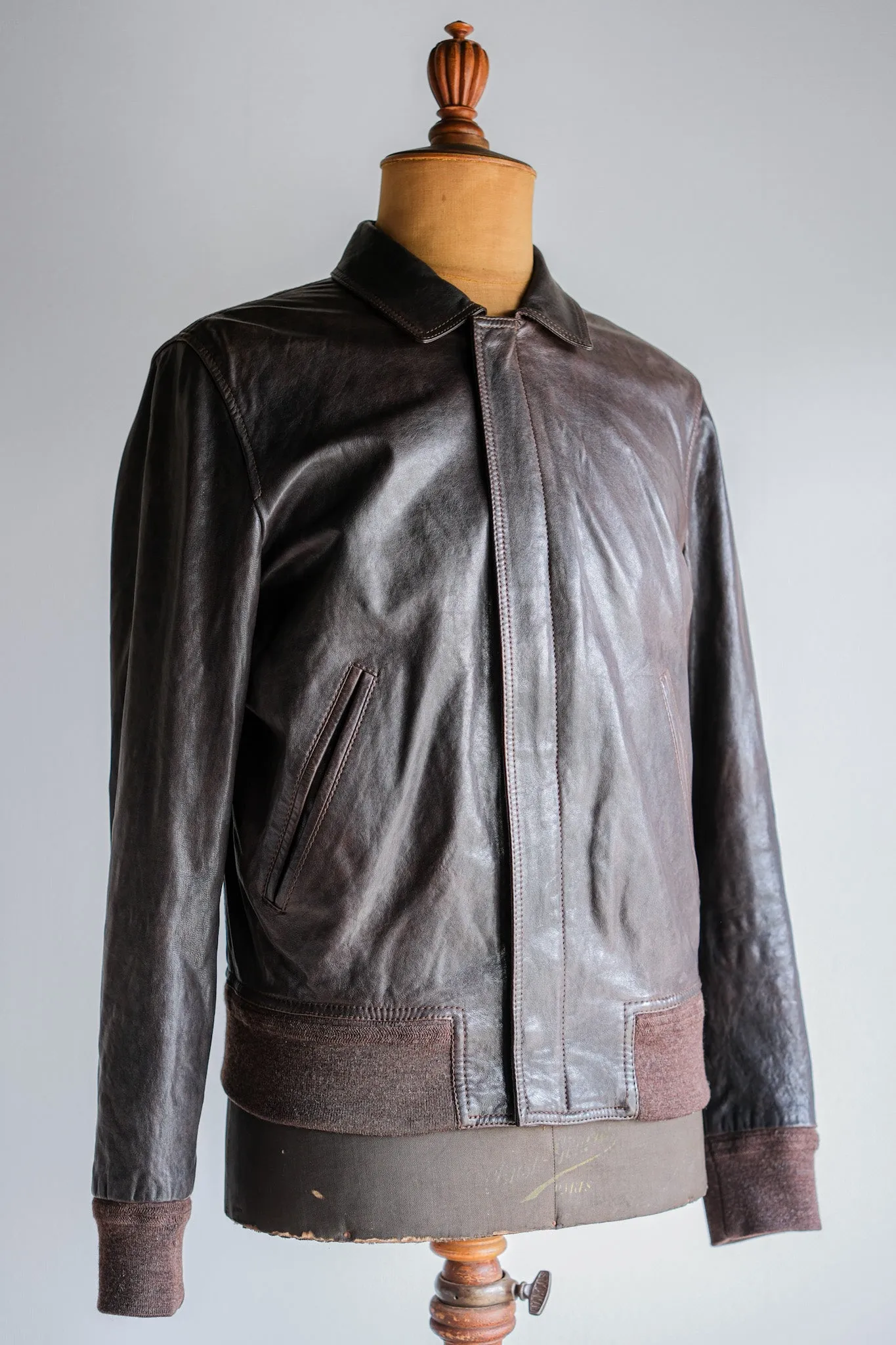 【~2010's】Old PRADA LINEA ROSSA Brown Leather Blouson Size.48 "PRADA SPORT"