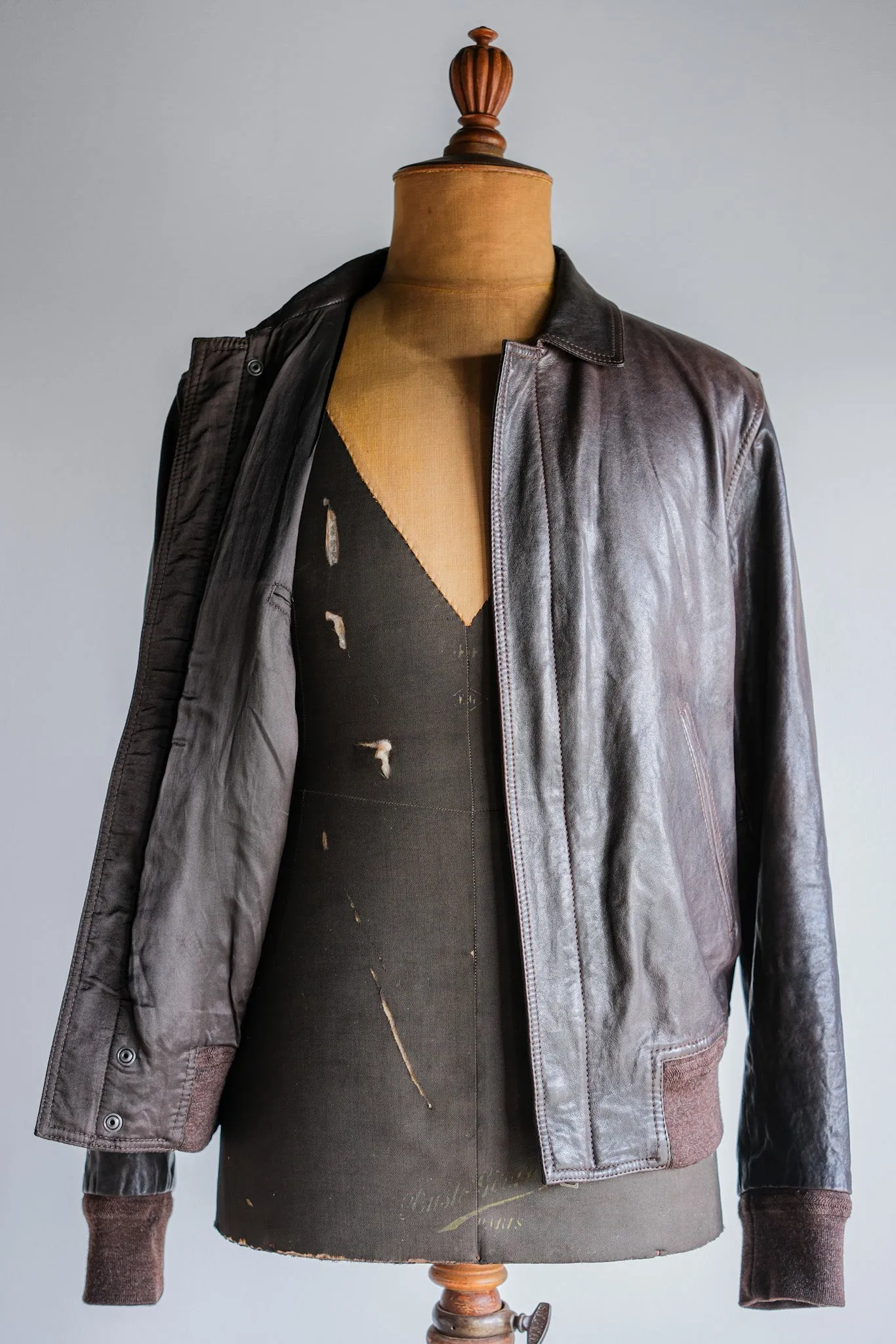 【~2010's】Old PRADA LINEA ROSSA Brown Leather Blouson Size.48 "PRADA SPORT"