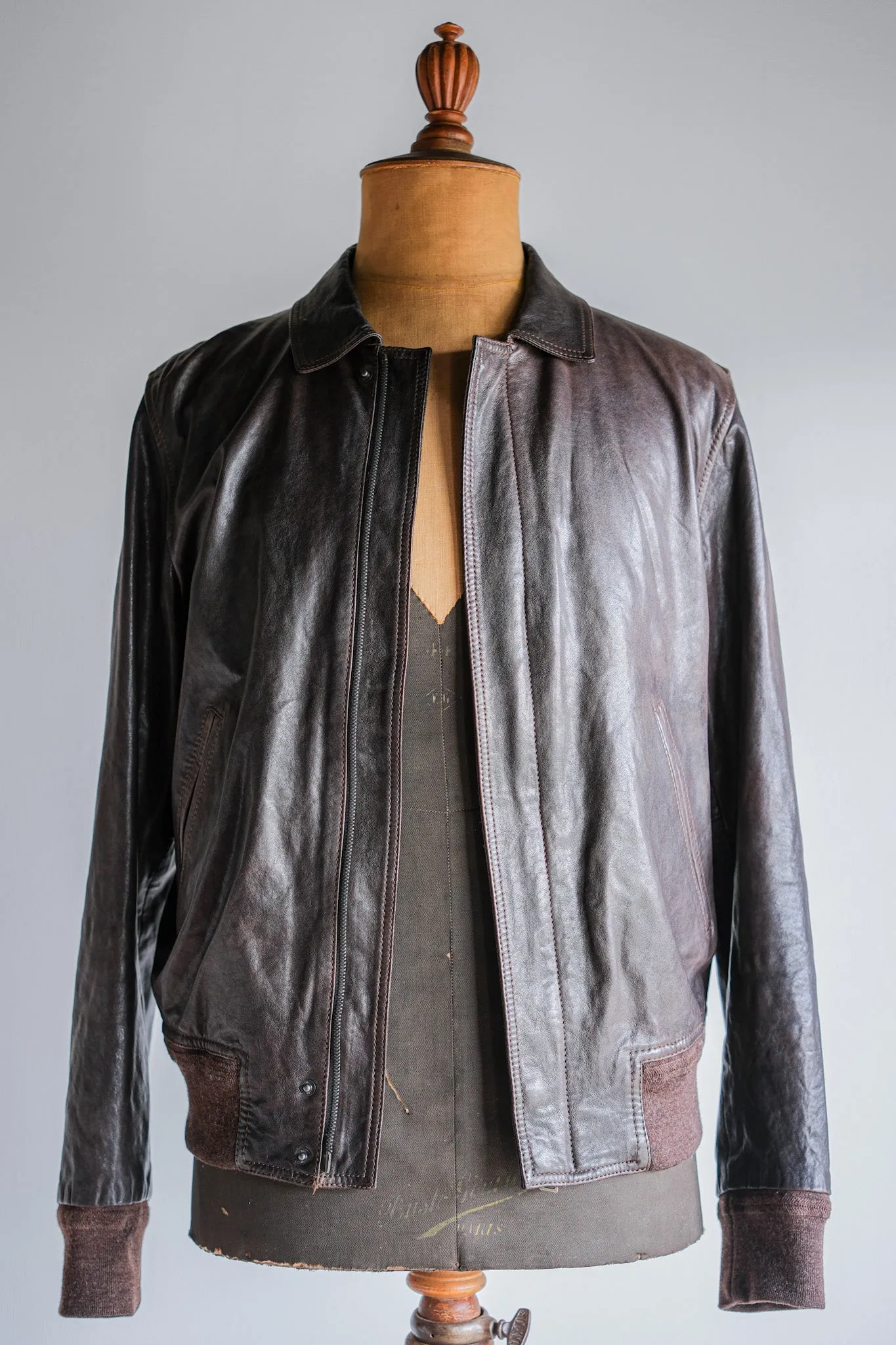 【~2010's】Old PRADA LINEA ROSSA Brown Leather Blouson Size.48 "PRADA SPORT"