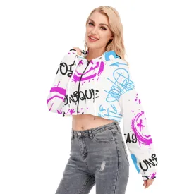 All-Over Print Women's Cropped Hoodie With Zipper Closure and 156