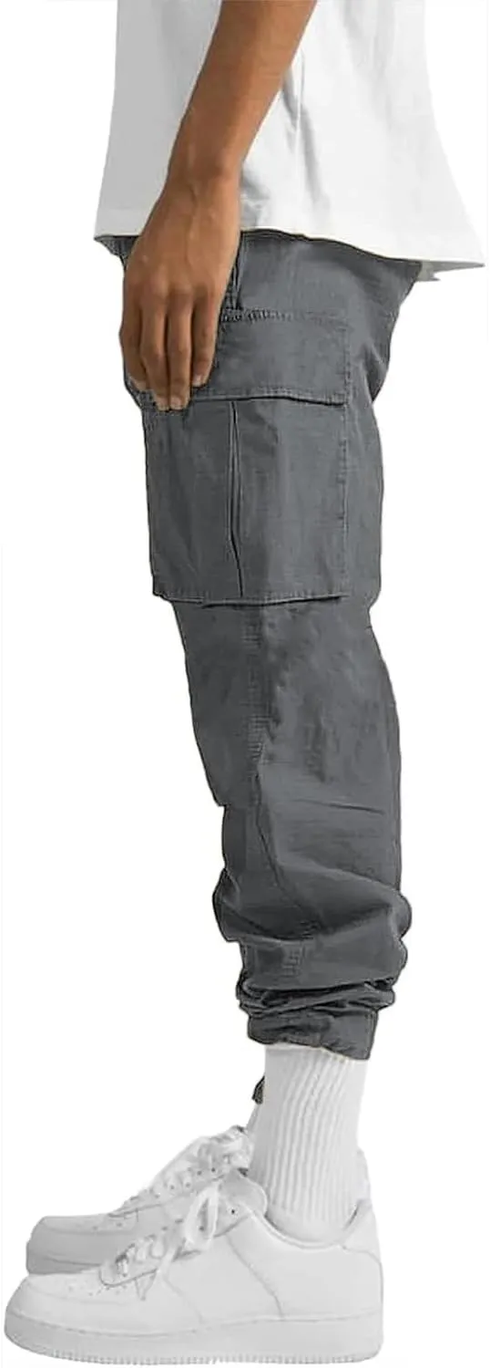 ALLABREVE Mens Casual Joggers Pants Hiking Drawstring Chino Cargo Pants Straight Leg Pants