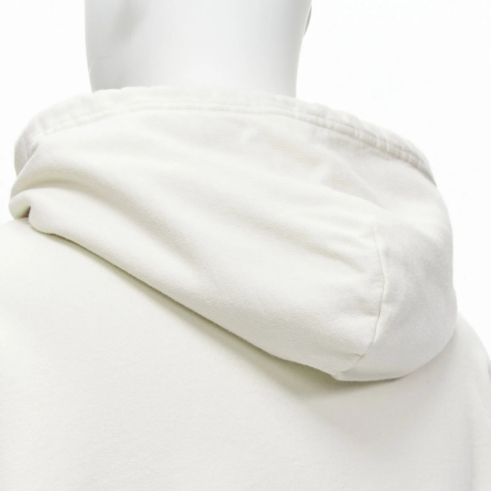 BALENCIAGA Demna 2021 ecru cotton logo embroidery oversized hoodie sweatshirt L