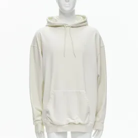 BALENCIAGA Demna 2021 ecru cotton logo embroidery oversized hoodie sweatshirt L