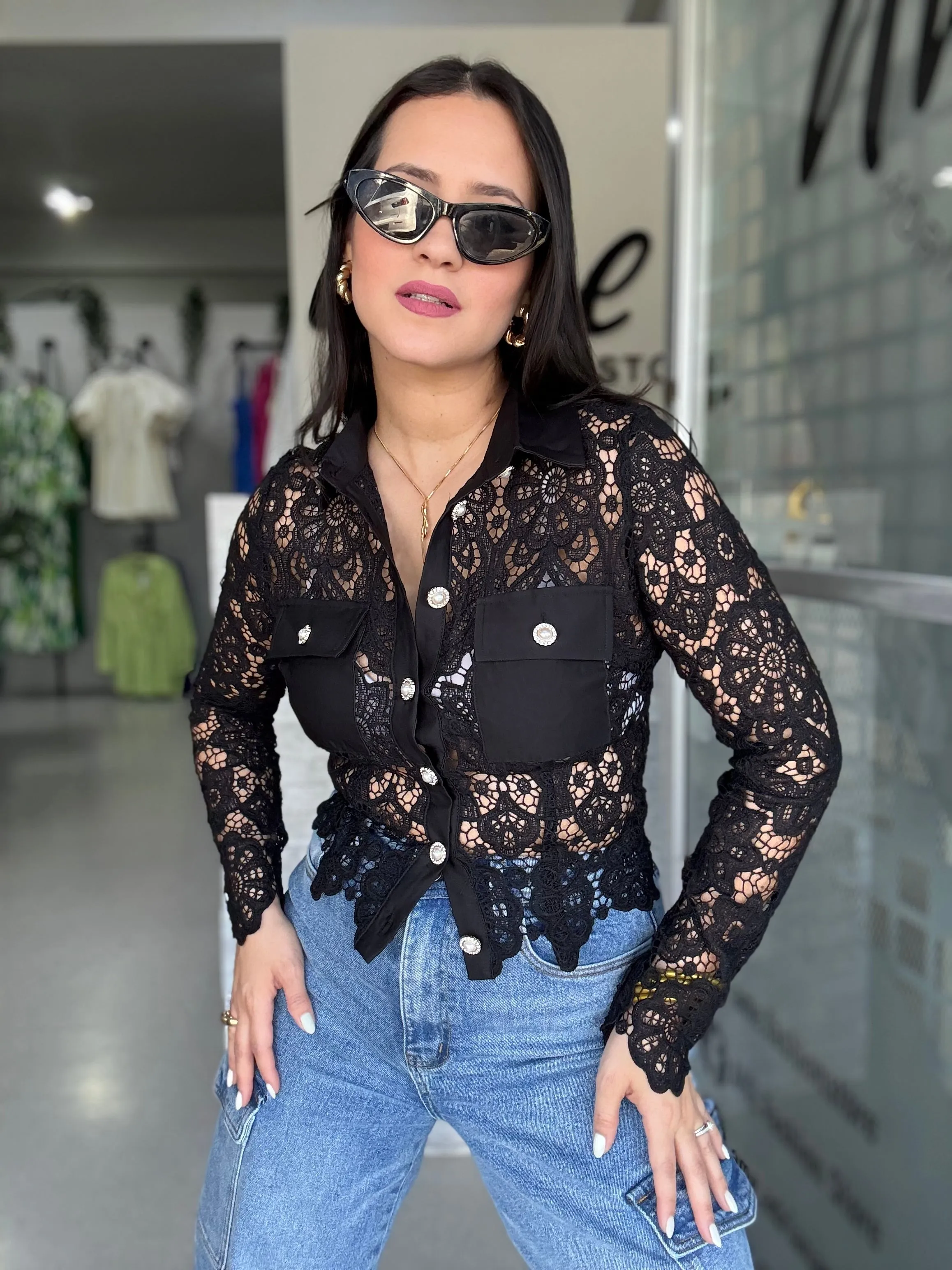Black Lace Blouse