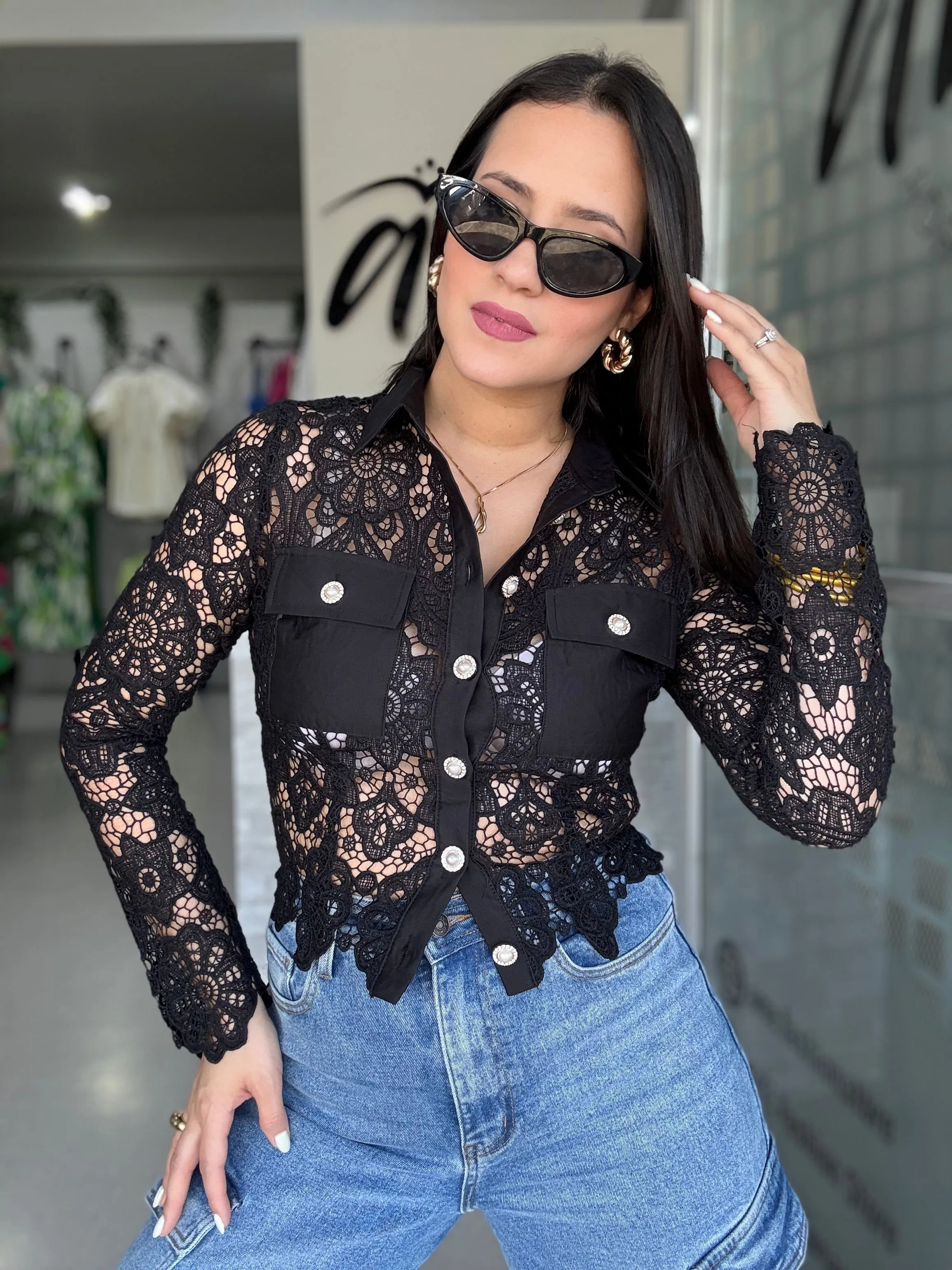 Black Lace Blouse