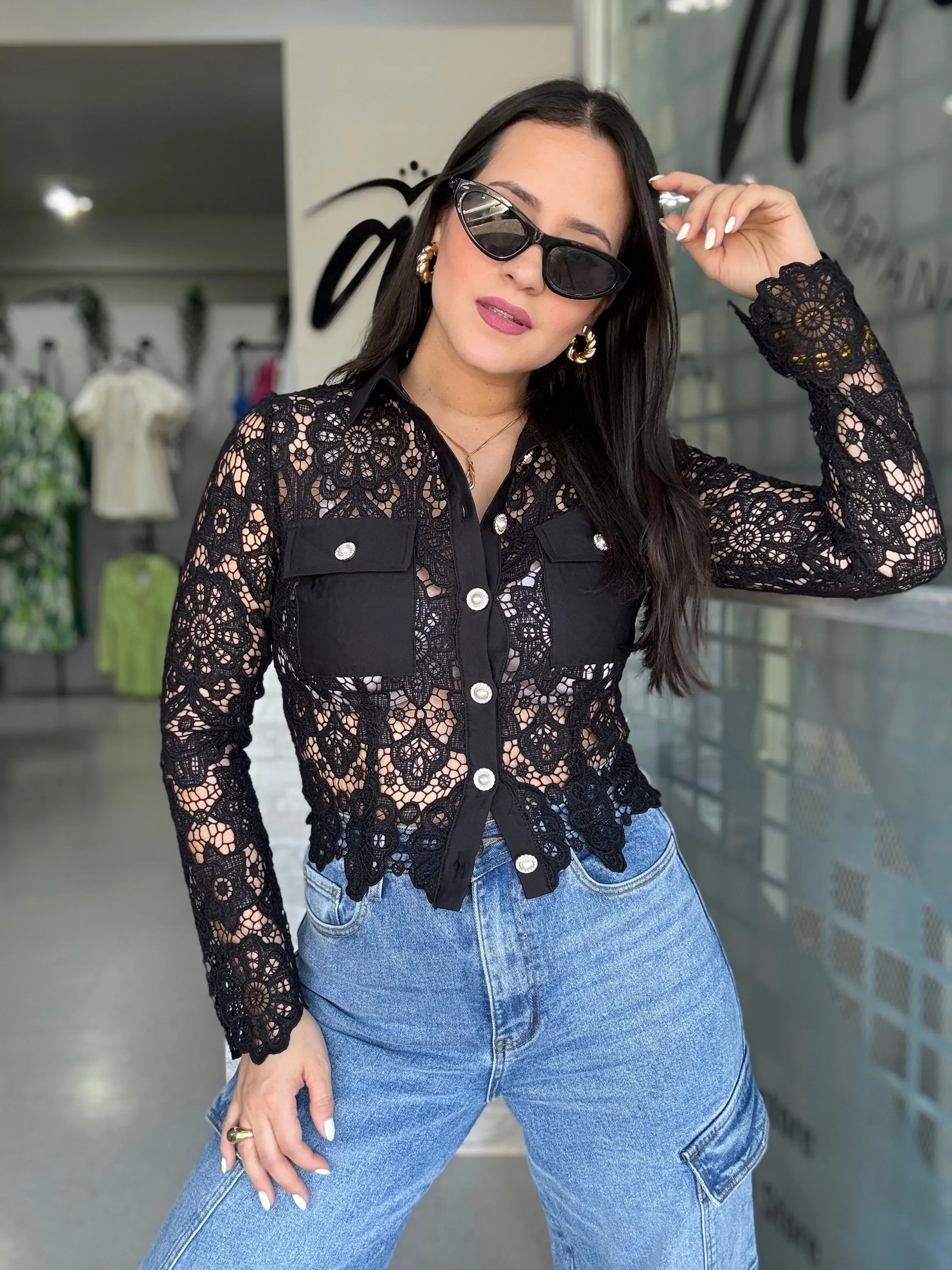 Black Lace Blouse