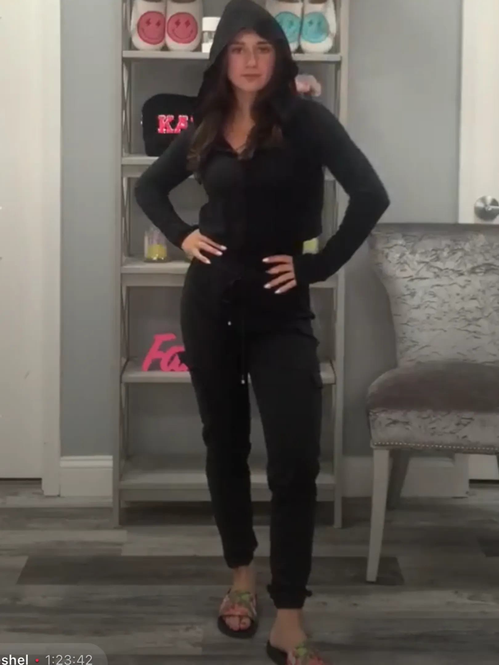 Black Yummy Cropped Zip Hoodie