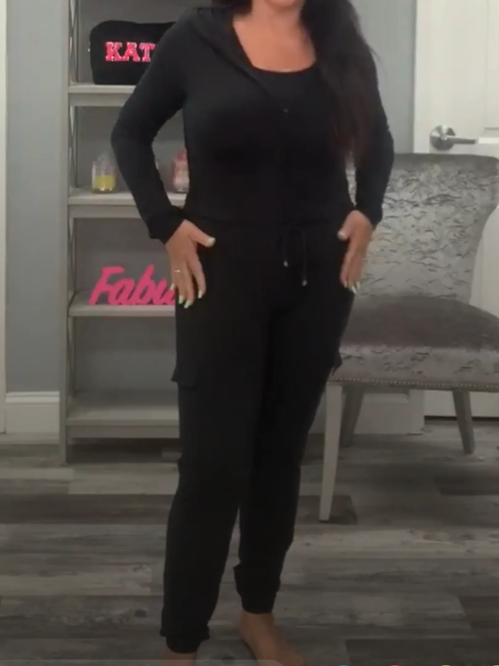 Black Yummy Cropped Zip Hoodie