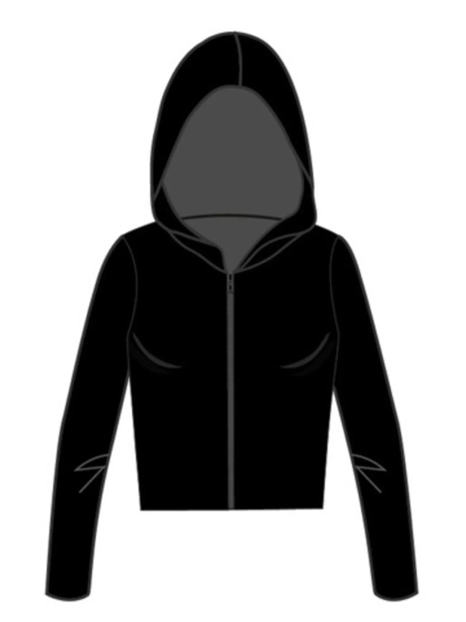 Black Yummy Cropped Zip Hoodie