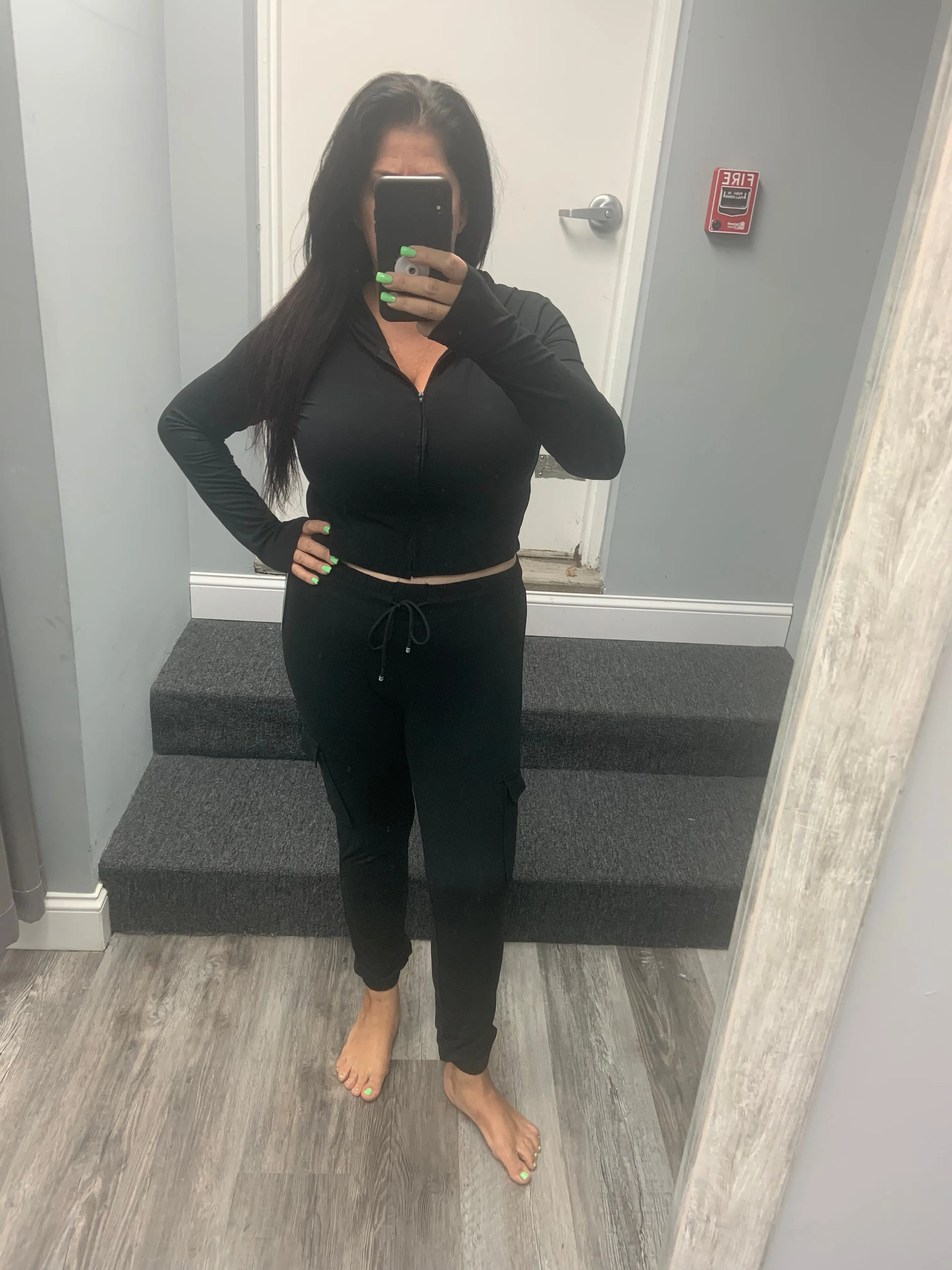 Black Yummy Cropped Zip Hoodie
