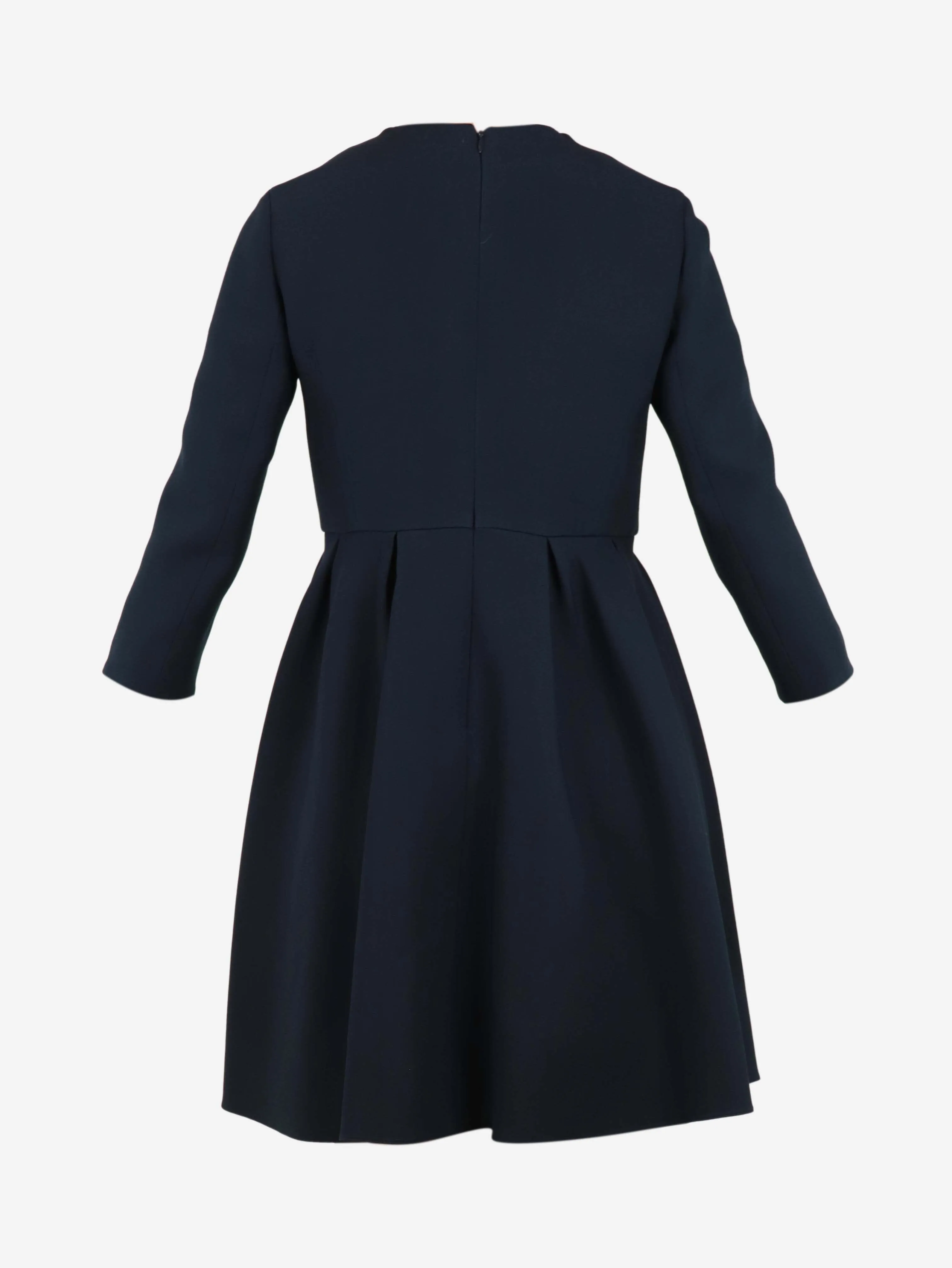 Blue 3/4 sleeve pleated mini dress - size UK 12