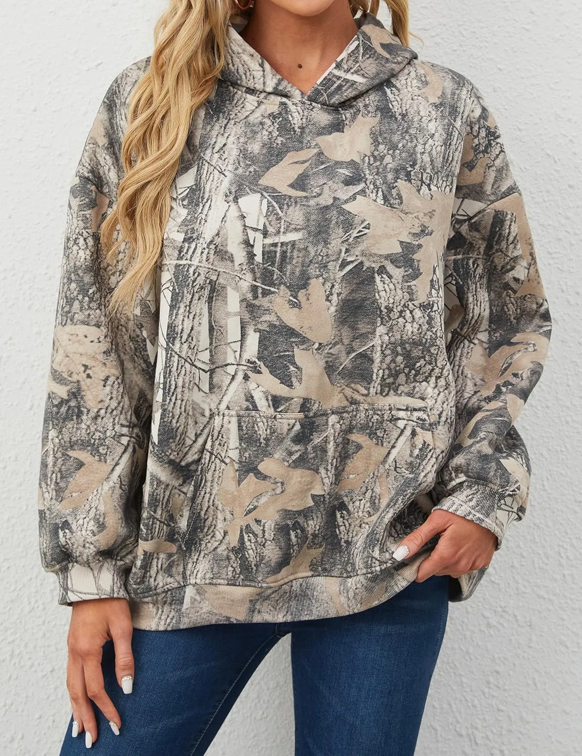 Camo Hoodie Womens Mens Maple Leaf Fleece Hooded Sweatshirt Oversized Camouflage Hoodies For Women Trendy