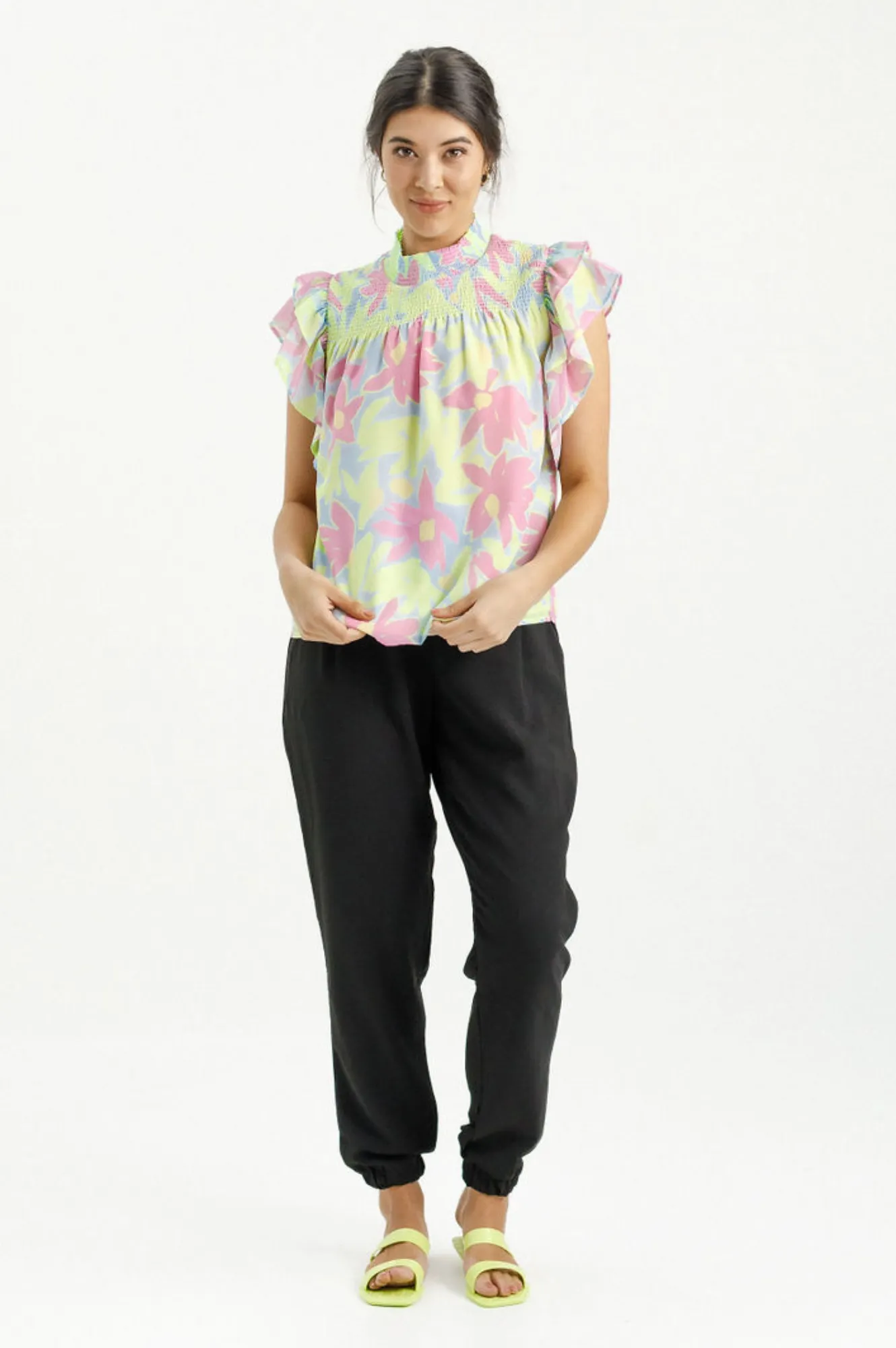 Charlie Top - Lime Daisies