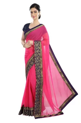 Chiffon Designer Lace Border Saree With Blouse