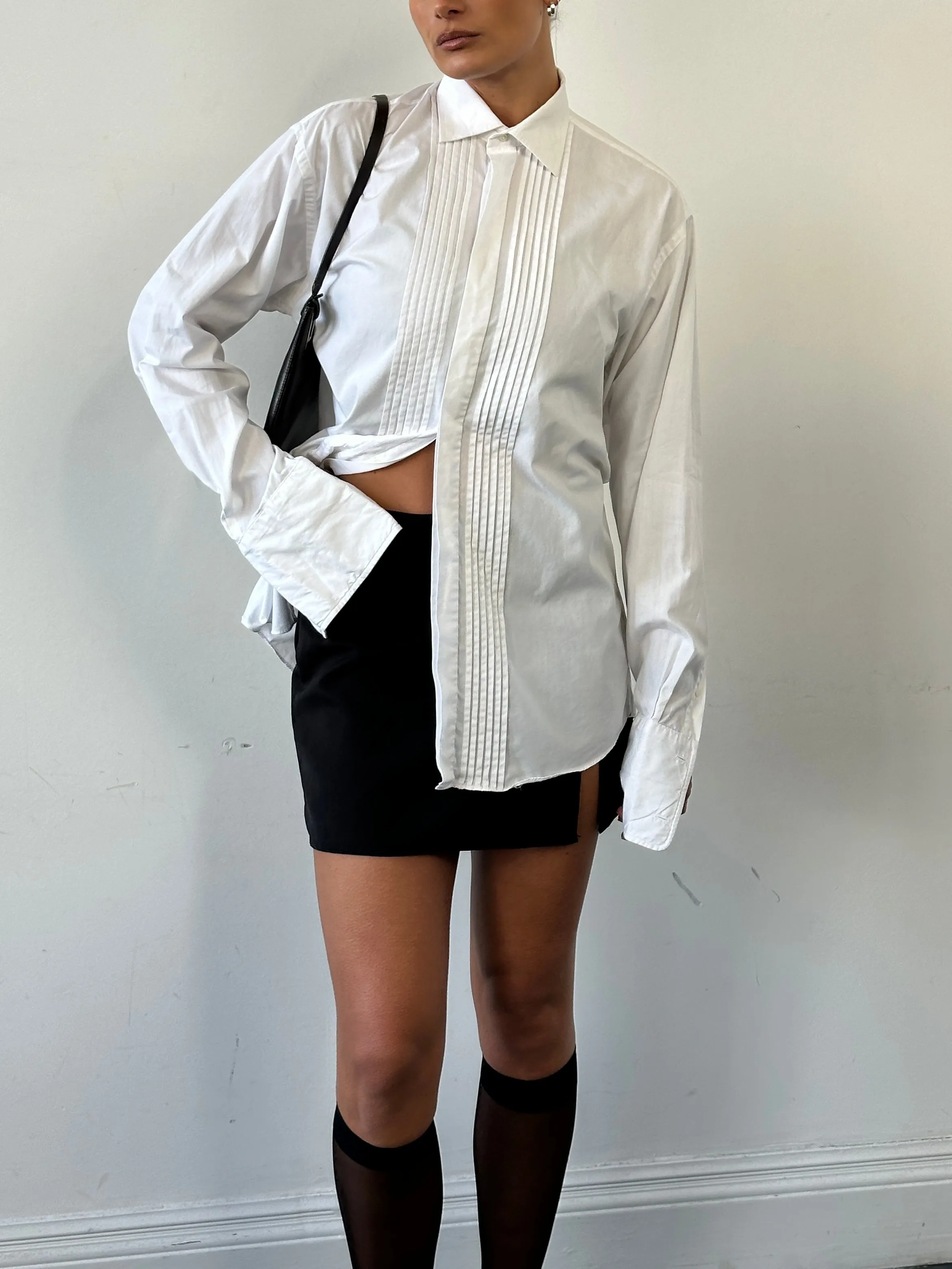 Christian Dior Tuxedo Pleated Dress Shirt - M/L