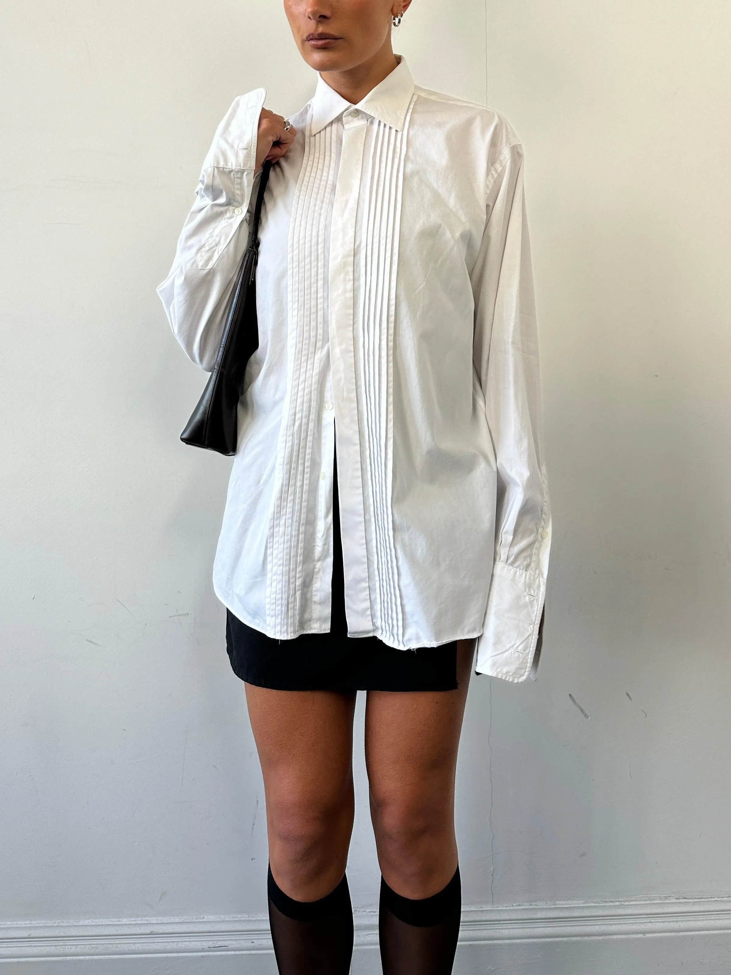 Christian Dior Tuxedo Pleated Dress Shirt - M/L