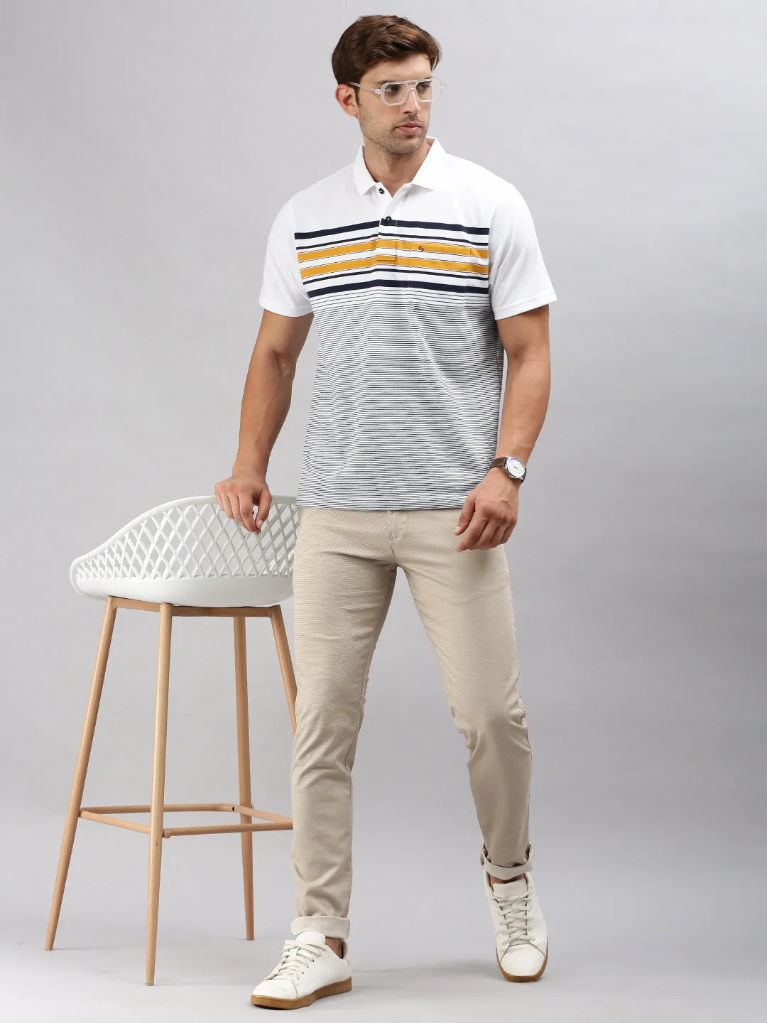 Classic Polo Men's Beige Moderate Fit Solid Trouser | TP2-CL 02 A-BEG-MF-LY