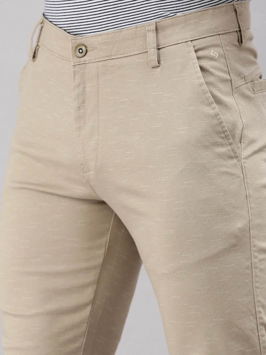 Classic Polo Men's Beige Moderate Fit Solid Trouser | TP2-CL 02 A-BEG-MF-LY