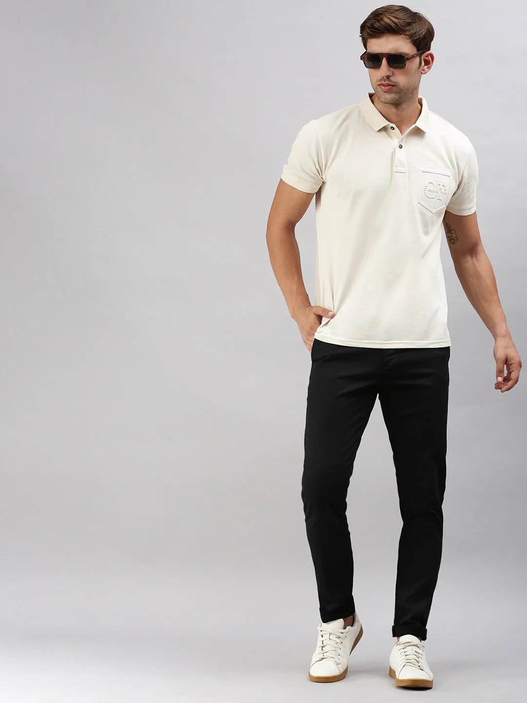 Classic Polo Men's Black Cotton Slim Fit Trousers | TP2-CL 04 C-BLK-MF-LY