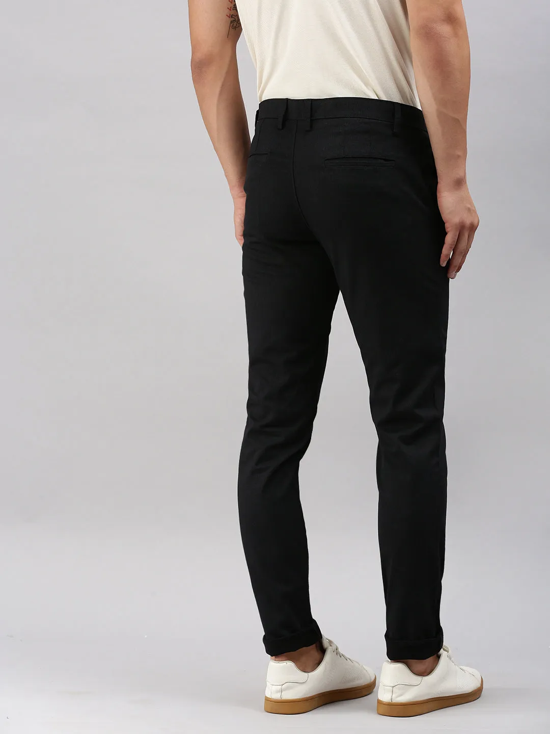 Classic Polo Men's Black Cotton Slim Fit Trousers | TP2-CL 04 C-BLK-MF-LY