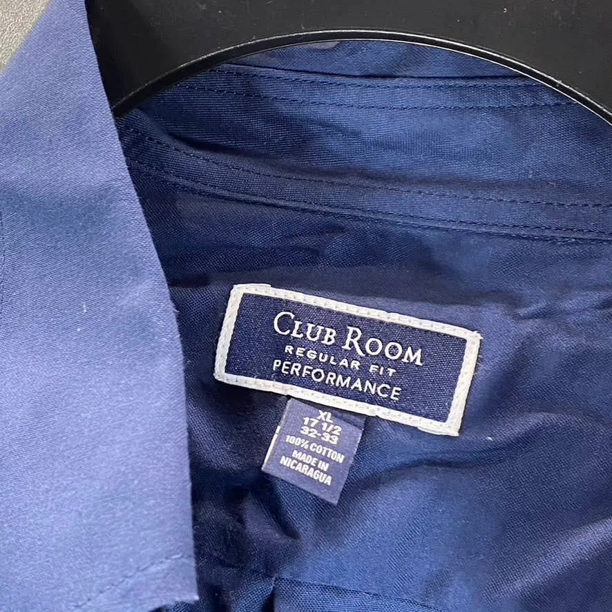 CLUB ROOM Men's Deep Ocean Regular-Fit Pinpoint Button-Up Long-Sleeve SZ XL
