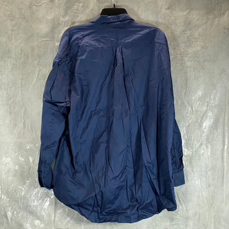 CLUB ROOM Men's Deep Ocean Regular-Fit Pinpoint Button-Up Long-Sleeve SZ XL