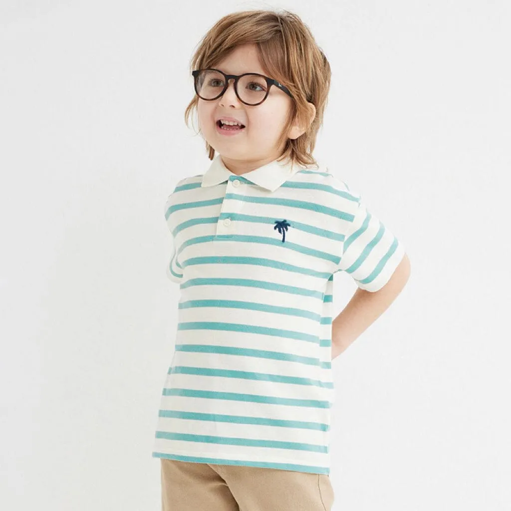 Coconut Tree Striped Polo Shirt