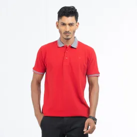 Cozy Pique Half Sleeve Polo Shirt - Devil Red