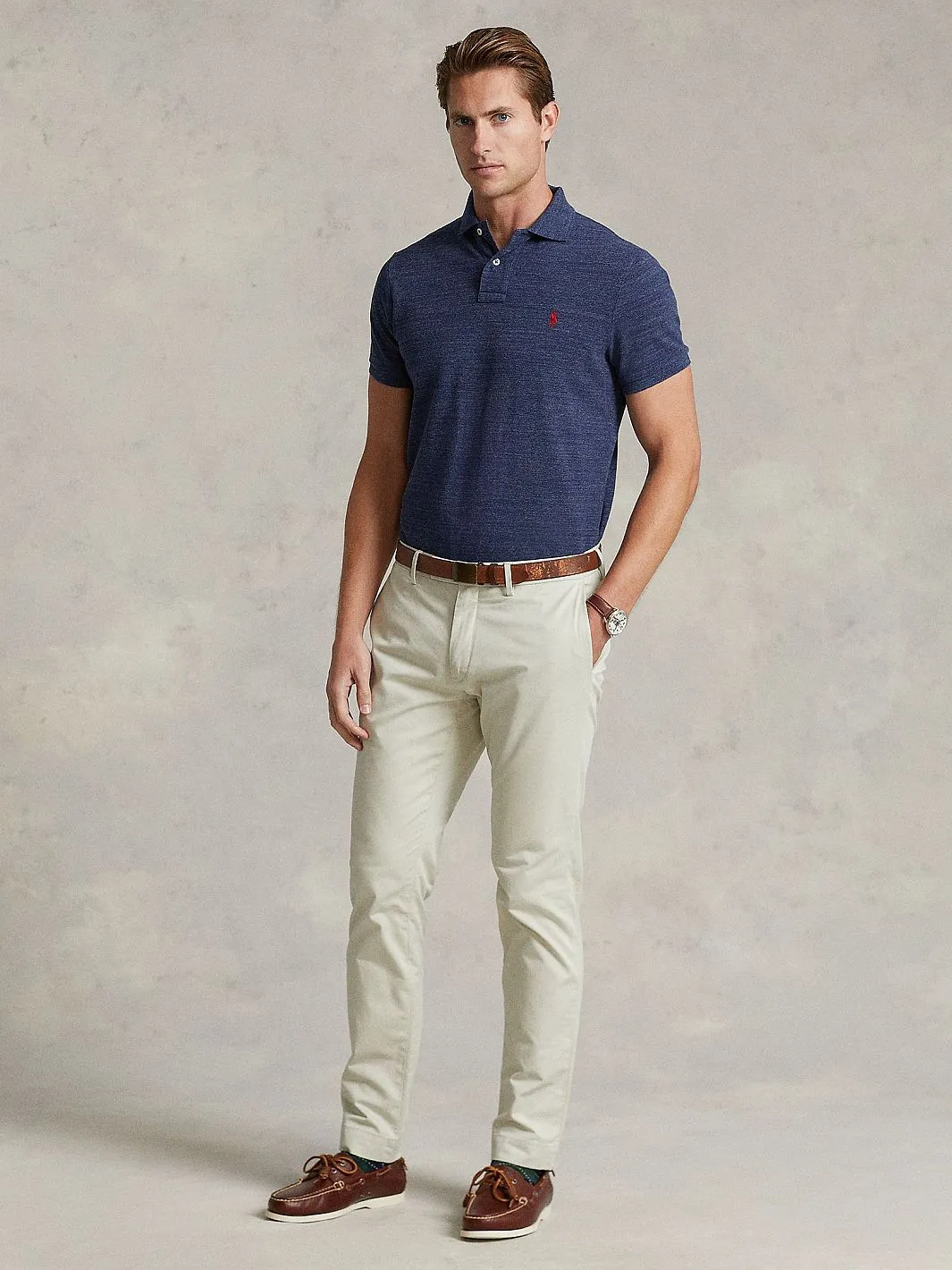 CUSTOM SLIM FIT MESH PIQUE Blå