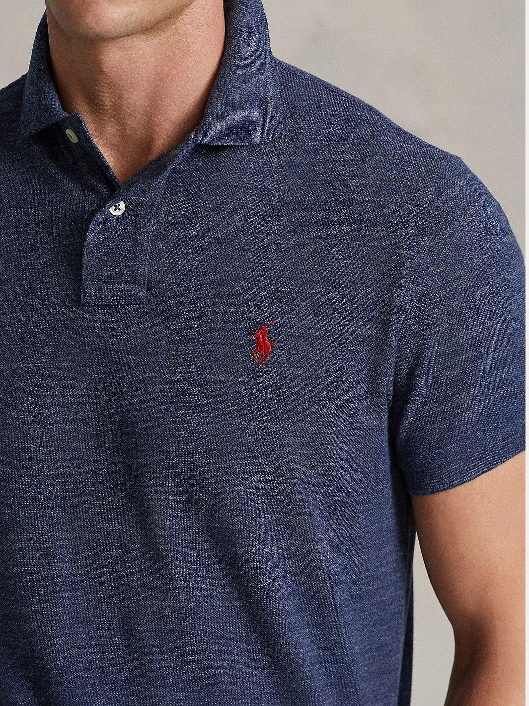 CUSTOM SLIM FIT MESH PIQUE Blå
