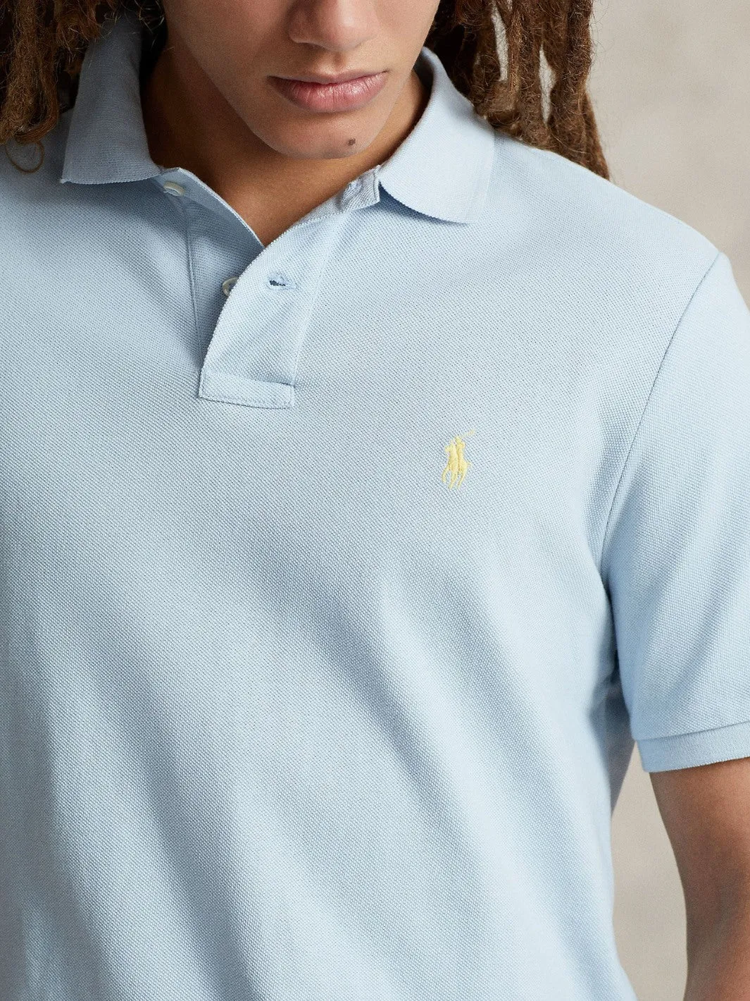 CUSTOM SLIM FIT MESH POLO SHIRT Lys Blå