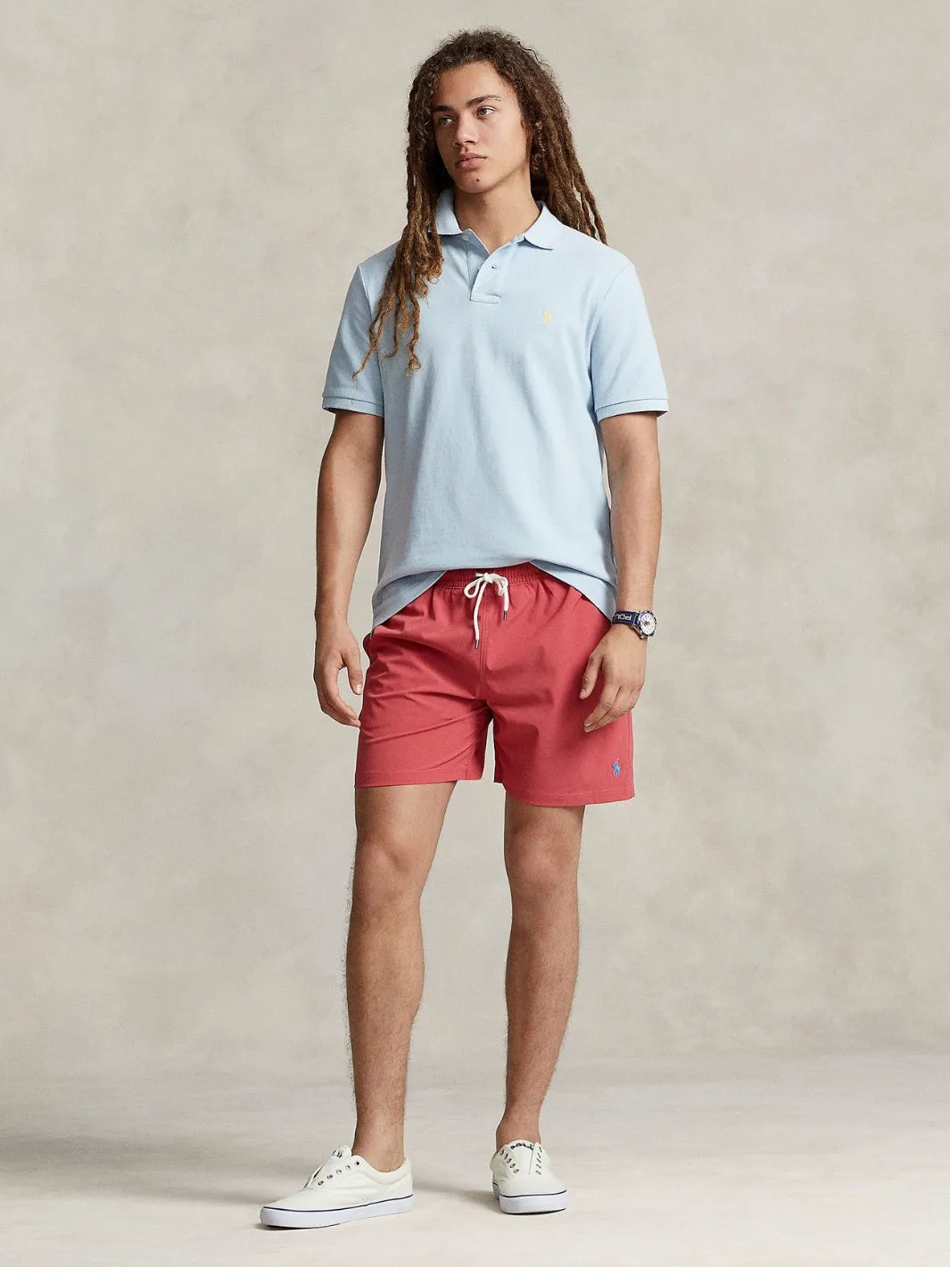 CUSTOM SLIM FIT MESH POLO SHIRT Lys Blå