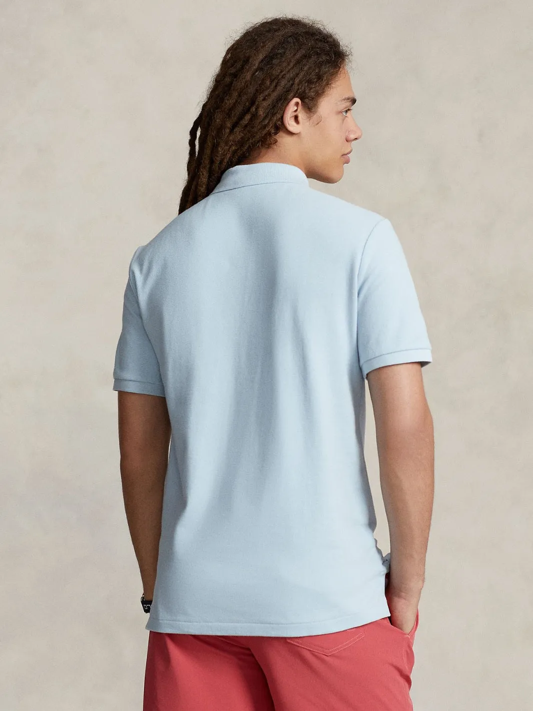 CUSTOM SLIM FIT MESH POLO SHIRT Lys Blå