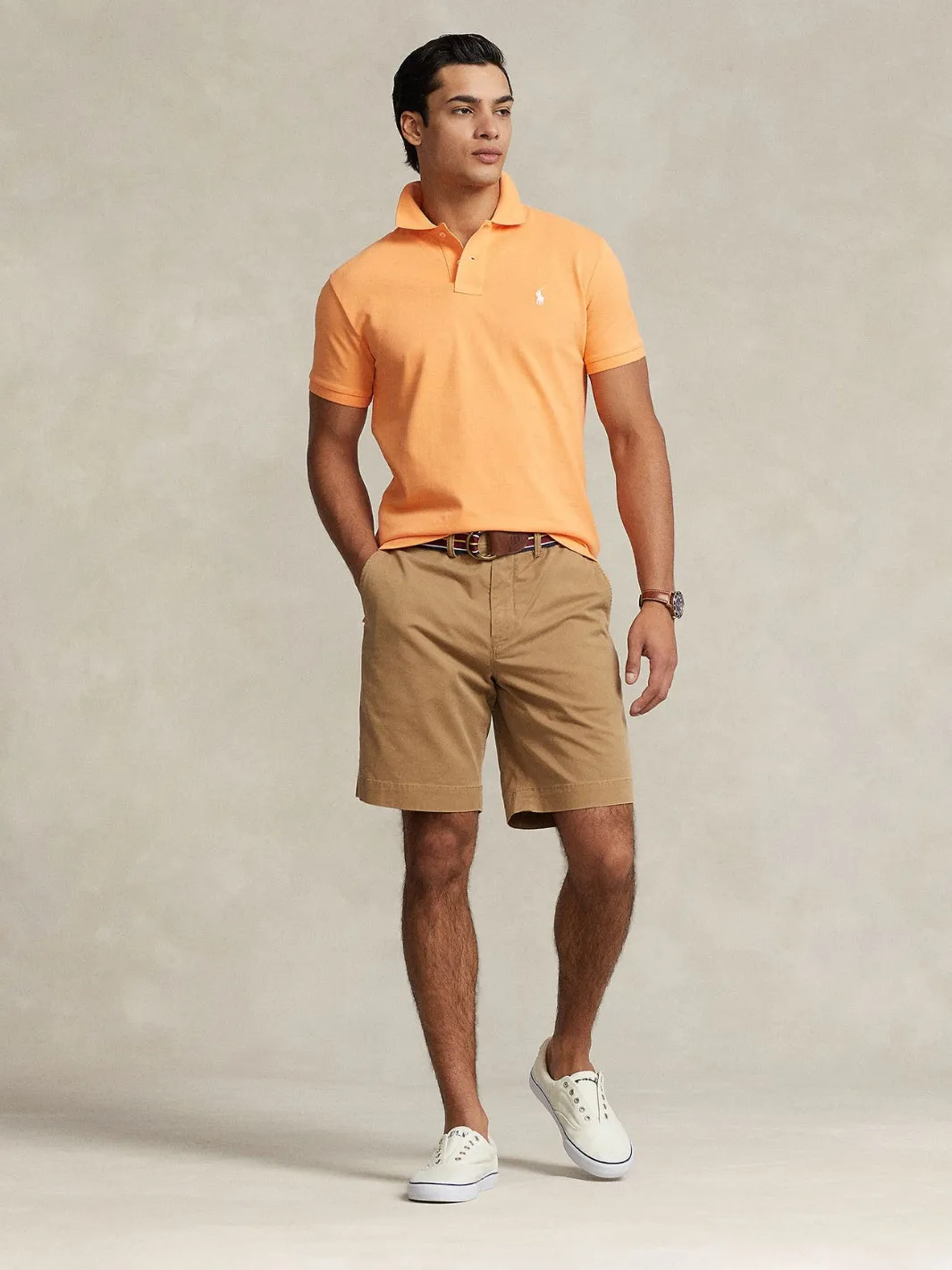 CUSTOM SLIM FIT MESH POLO SHIRT Oransje