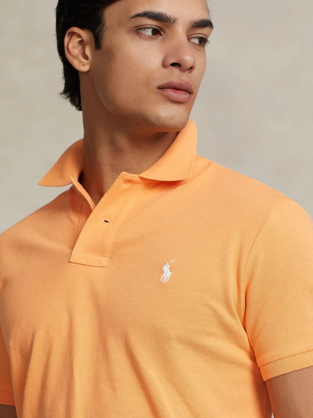 CUSTOM SLIM FIT MESH POLO SHIRT Oransje