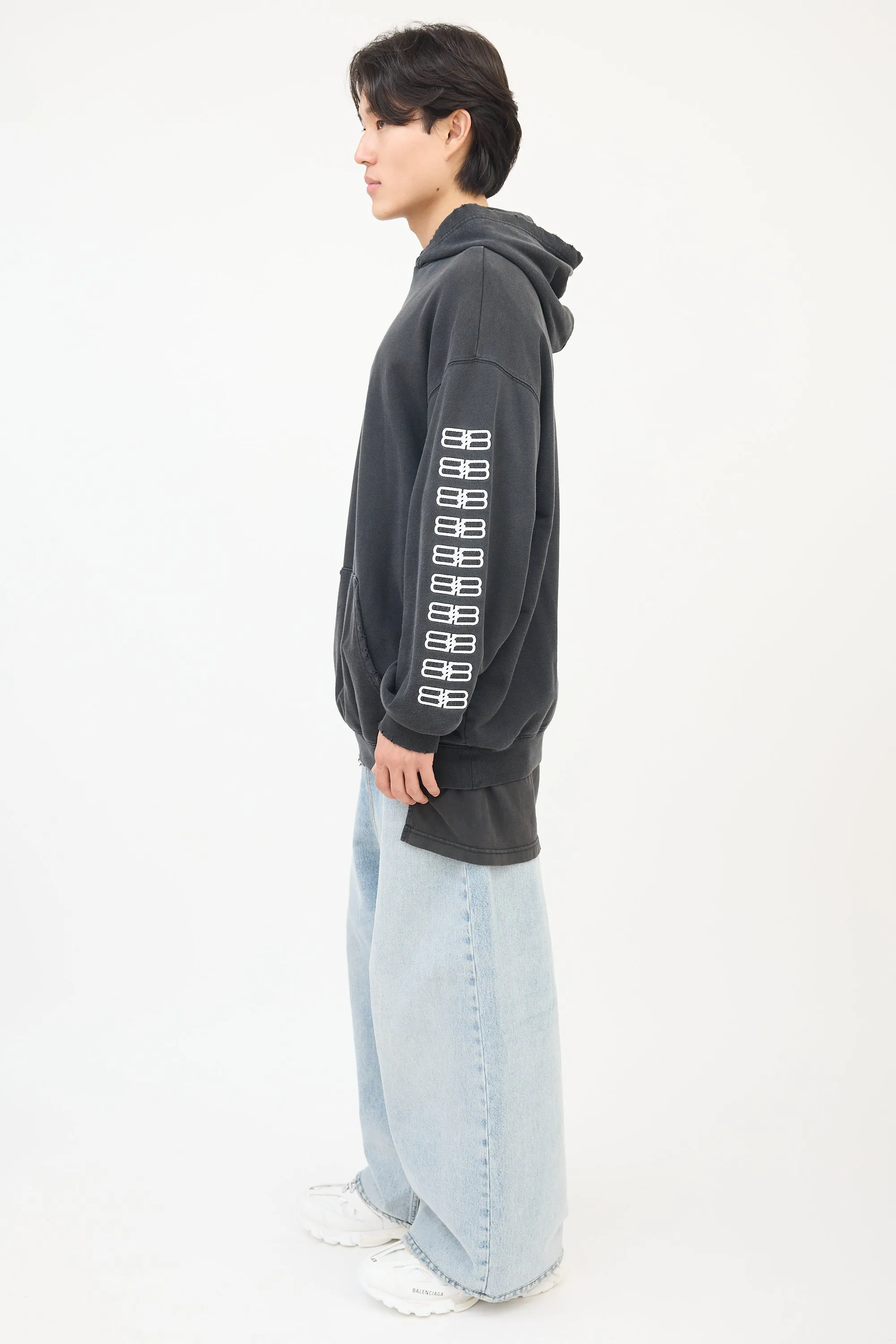 Dark Grey Embroidered BB Paris Icon Hoodie