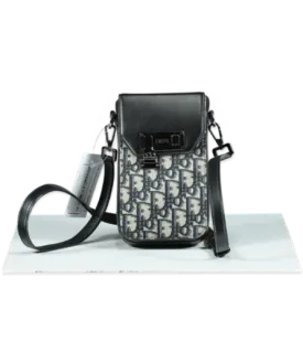 Dior Black Monogram Oblique Cross Body Pouch Bag