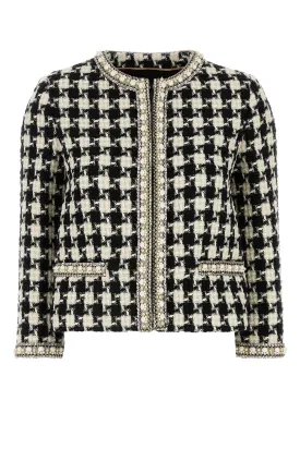 Embroidered tweed blazer